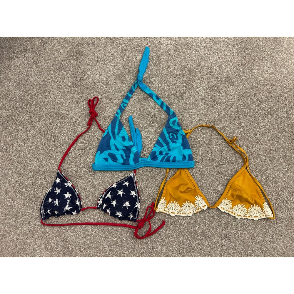 Swimwear Bikini Top Bundle Womens S M Multicolor Excellent Triangle 3 Lot